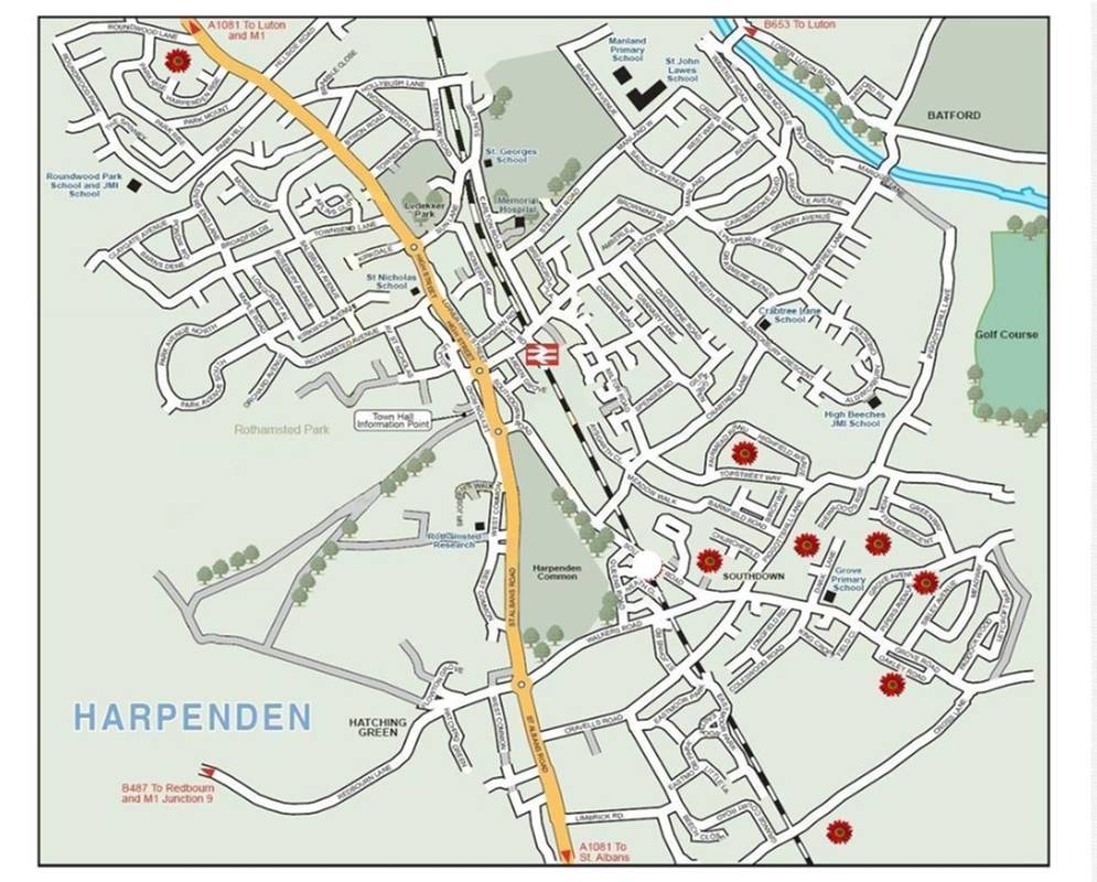 Map Of Harpenden And Surrounding Area Find Our Sites On A Map - South Harpenden Allotments And Gardens Society